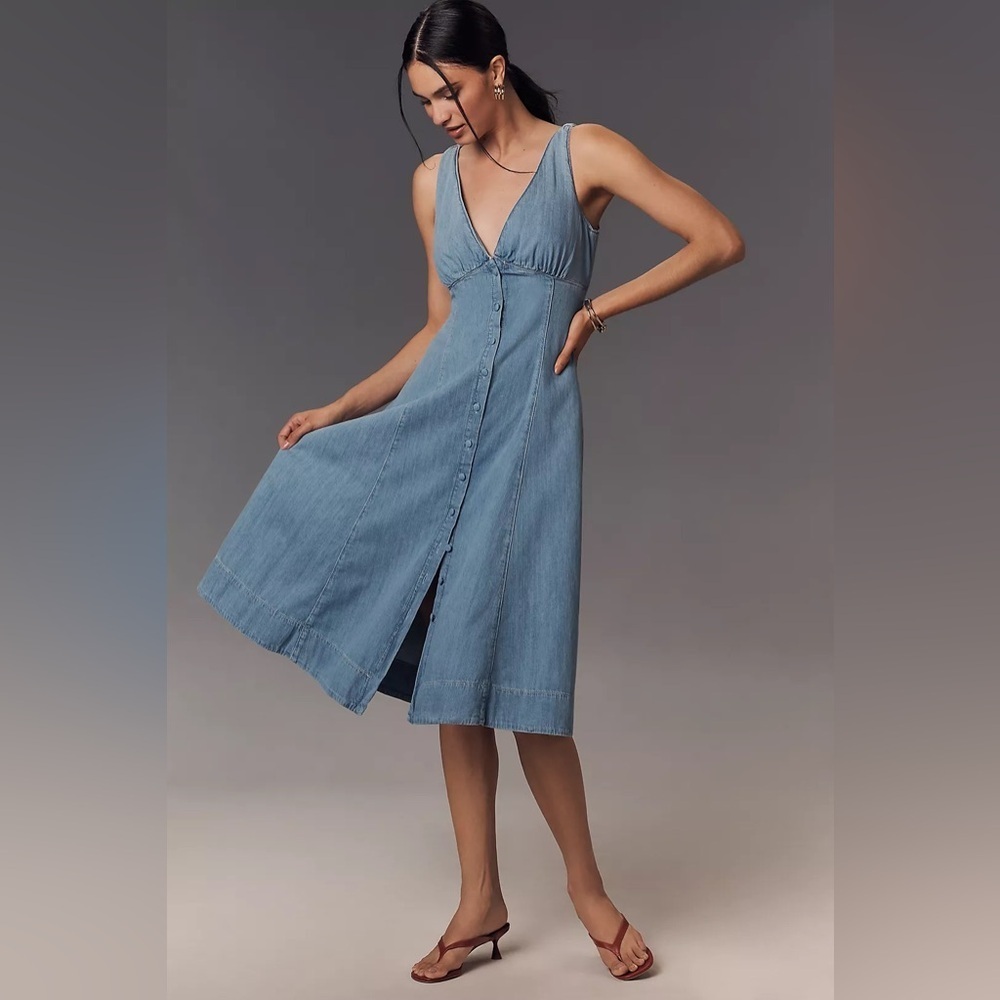 NEW Reformation Sebastien Denim Midi Dress Size 4 B2370